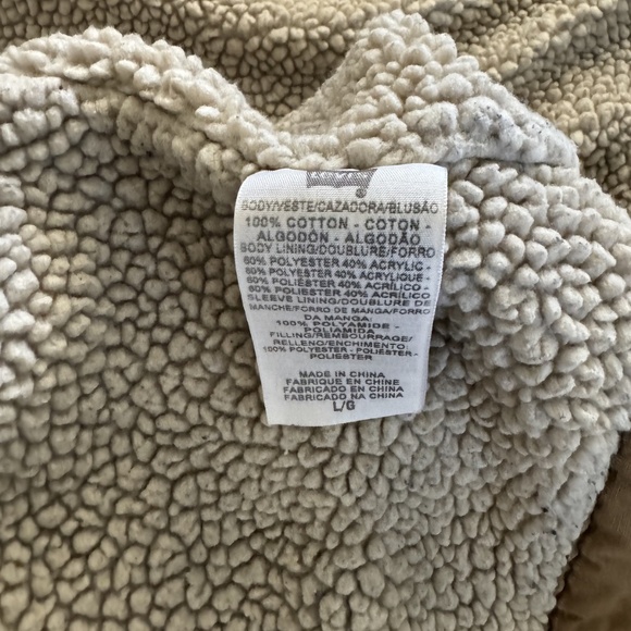 Levi's Men's Large Trucker Sherpa Brown Tan Denim Coat Skull Tarot Spades Knife - Picture 5 of 15